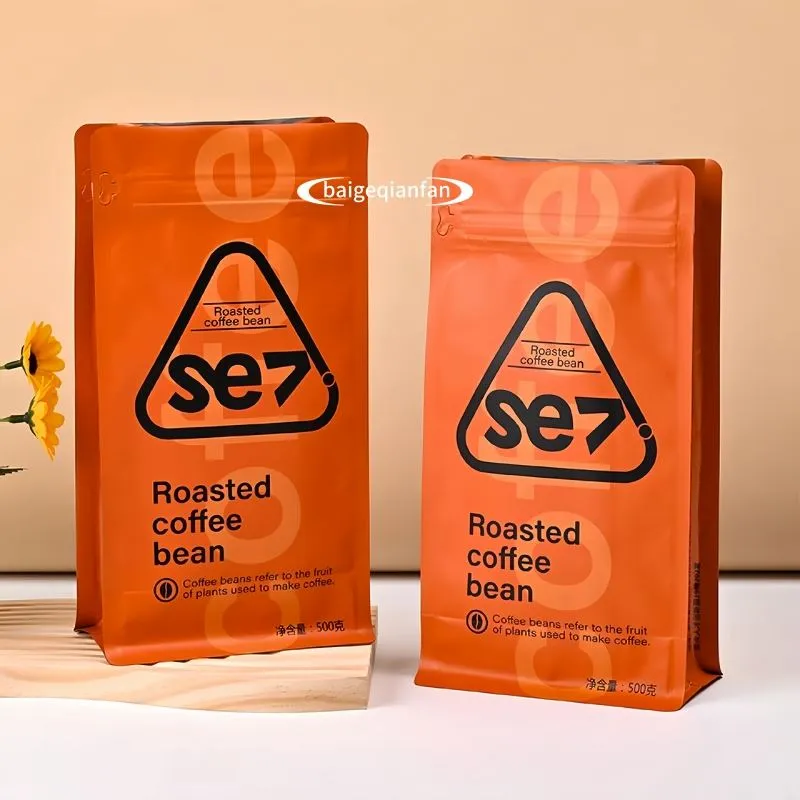 Eko ravne donje vrećice Tin Tip pakiranje prilagođenog biorazgradivog grah kava kava za kavu za kavu s ventilom i patentnim zatvaračem