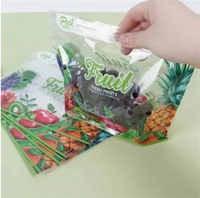 Veleprodaja visokokvalitetnog voća i povrća Stand Up torba s ručkom i otvorom za zrak